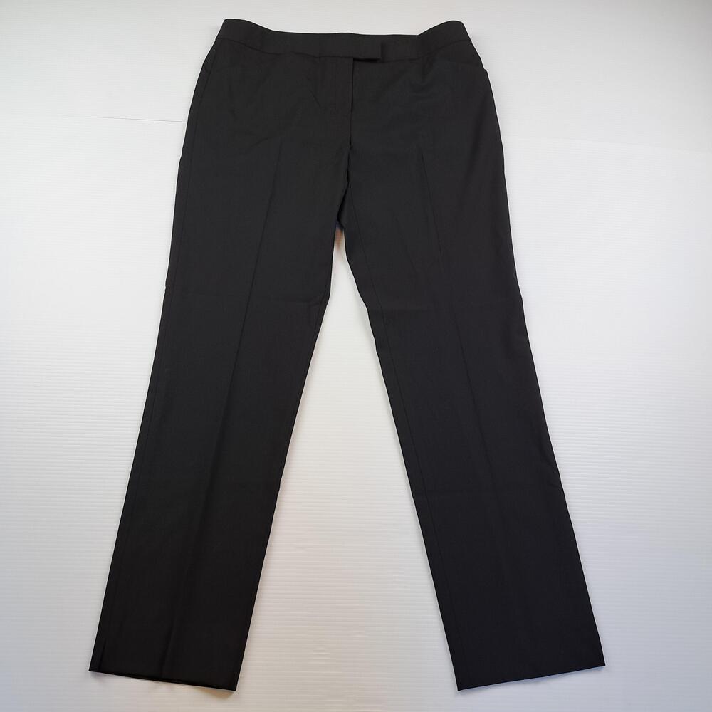 Lafayette 148 New York Pants Womens 14 Black Wool Stretch Irving Straight Career